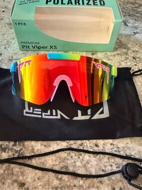 Pit Viper Kids Sunglasses Rainbow Red Orange Yellow Lens with Pink Nosepiece